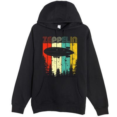 Retro Zeppelin 70s 80s Dirigible Airship Zepelin Zepplin Premium Pullover Hoodie