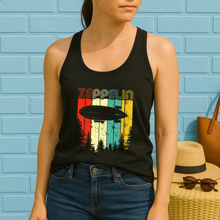 Retro Zeppelin 70s 80s Dirigible Airship Zepelin Zepplin Womens Tank Top