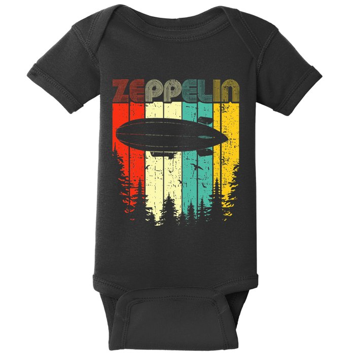 Retro Zeppelin 70s 80s Dirigible Airship Zepelin Zepplin Baby Bodysuit