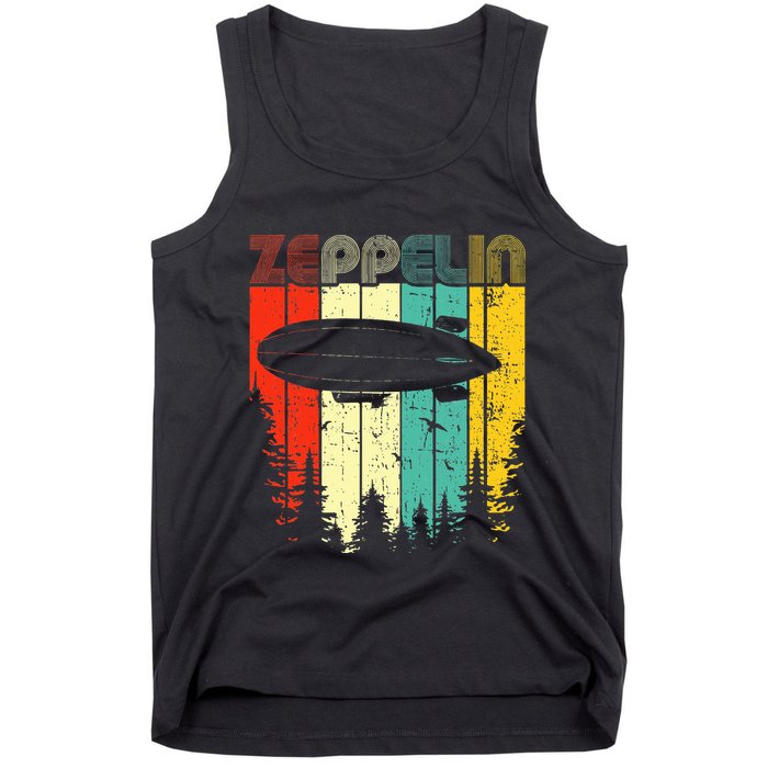 Retro Zeppelin 70s 80s Dirigible Airship Zepelin Zepplin Tank Top