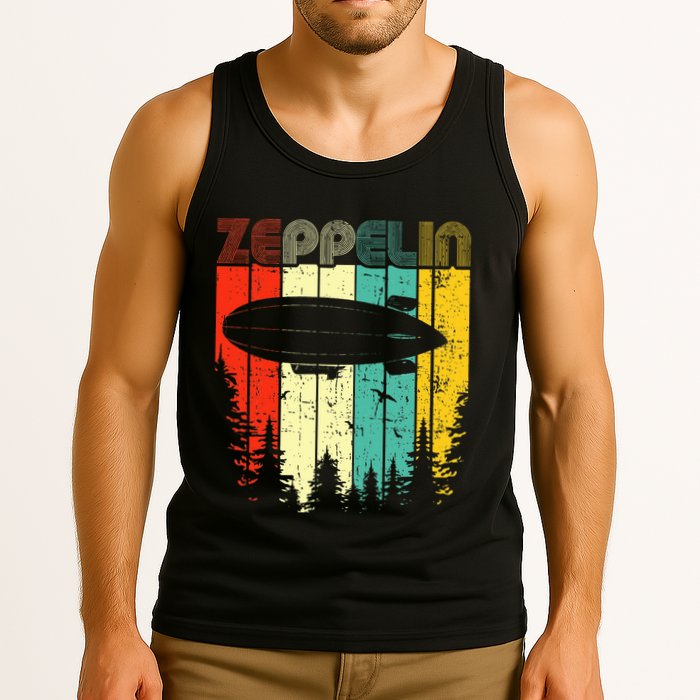 Retro Zeppelin 70s 80s Dirigible Airship Zepelin Zepplin Tank Top