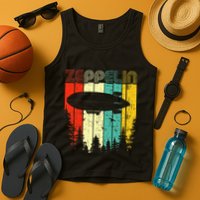 Retro Zeppelin 70s 80s Dirigible Airship Zepelin Zepplin Tank Top
