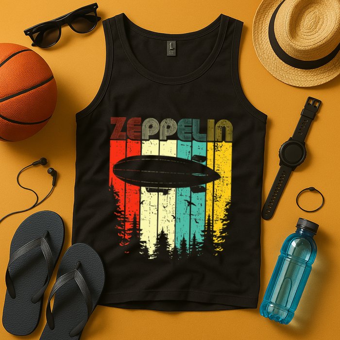 Retro Zeppelin 70s 80s Dirigible Airship Zepelin Zepplin Tank Top