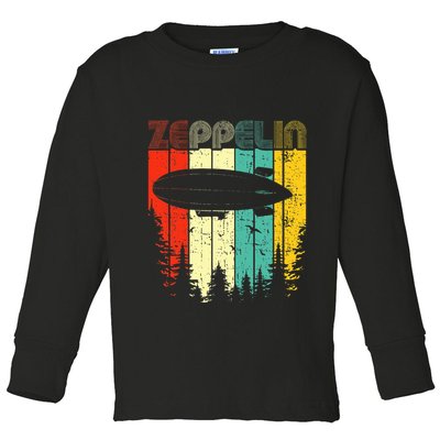 Retro Zeppelin 70s 80s Dirigible Airship Zepelin Zepplin Toddler Long Sleeve Shirt