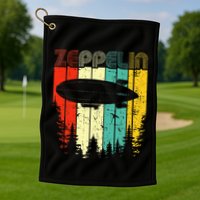 Retro Zeppelin 70s 80s Dirigible Airship Zepelin Zepplin Golf Towel