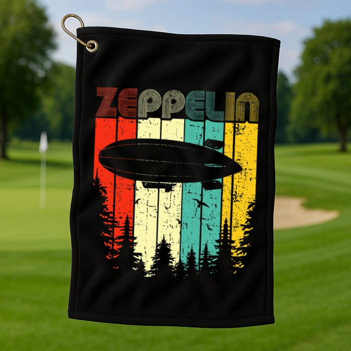 Retro Zeppelin 70s 80s Dirigible Airship Zepelin Zepplin Golf Towel