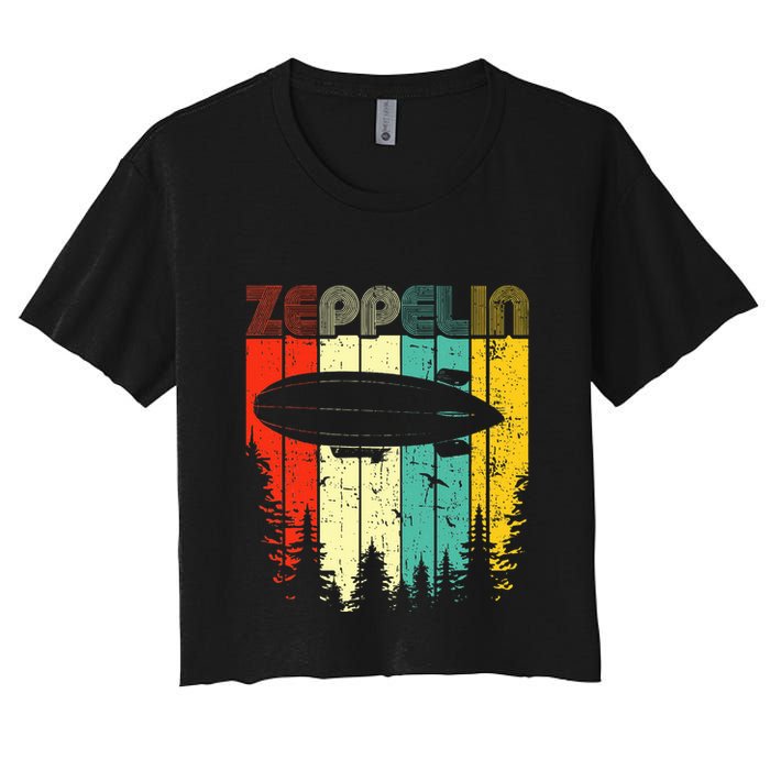 Retro Zeppelin 70s 80s Dirigible Airship Zepelin Zepplin Crop Top