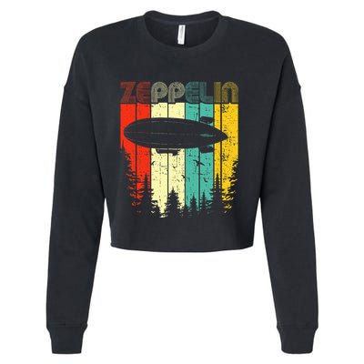 Retro Zeppelin 70s 80s Dirigible Airship Zepelin Zepplin Cropped Pullover Crew