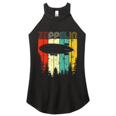 Retro Zeppelin 70s 80s Dirigible Airship Zepelin Zepplin Women's Perfect Tri Rocker Tank