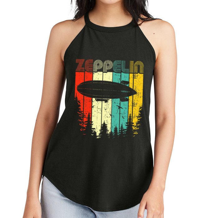 Retro Zeppelin 70s 80s Dirigible Airship Zepelin Zepplin Women's Perfect Tri Rocker Tank