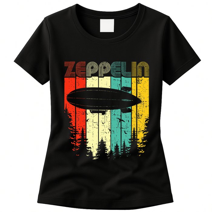 Retro Zeppelin 70s 80s Dirigible Airship Zepelin Zepplin Womens T-Shirt