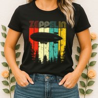 Retro Zeppelin 70s 80s Dirigible Airship Zepelin Zepplin Womens T-Shirt