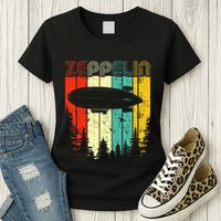 Retro Zeppelin 70s 80s Dirigible Airship Zepelin Zepplin Womens T-Shirt