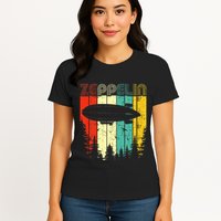 Retro Zeppelin 70s 80s Dirigible Airship Zepelin Zepplin Womens T-Shirt