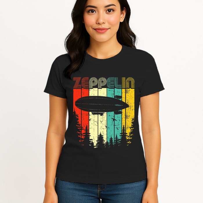 Retro Zeppelin 70s 80s Dirigible Airship Zepelin Zepplin Womens T-Shirt