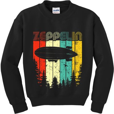 Retro Zeppelin 70s 80s Dirigible Airship Zepelin Zepplin Kids Sweatshirt