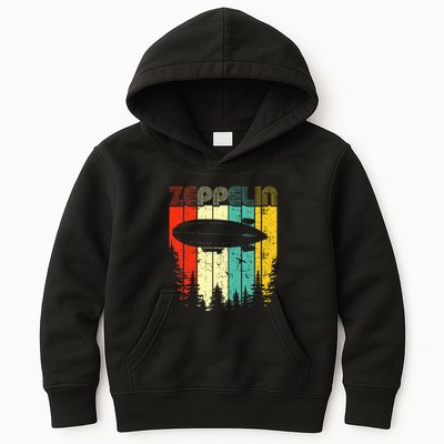 Retro Zeppelin 70s 80s Dirigible Airship Zepelin Zepplin Kids Hoodie