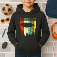 Retro Zeppelin 70s 80s Dirigible Airship Zepelin Zepplin Kids Hoodie