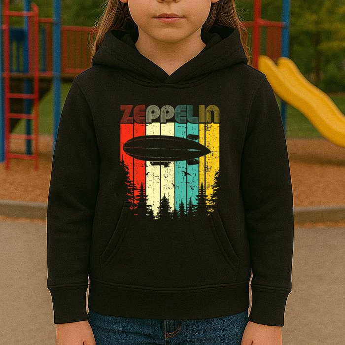 Retro Zeppelin 70s 80s Dirigible Airship Zepelin Zepplin Kids Hoodie