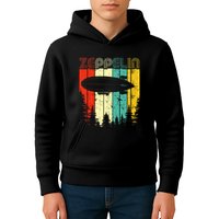 Retro Zeppelin 70s 80s Dirigible Airship Zepelin Zepplin Kids Hoodie