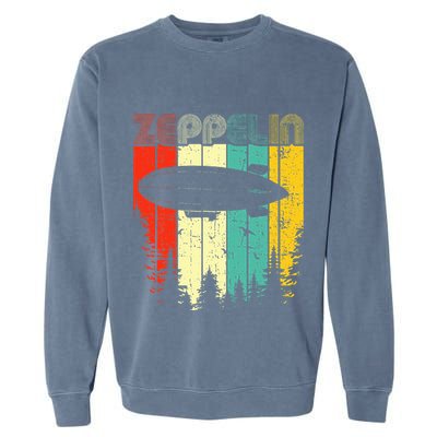 Retro Zeppelin 70s 80s Dirigible Airship Zepelin Zepplin Garment-Dyed Sweatshirt