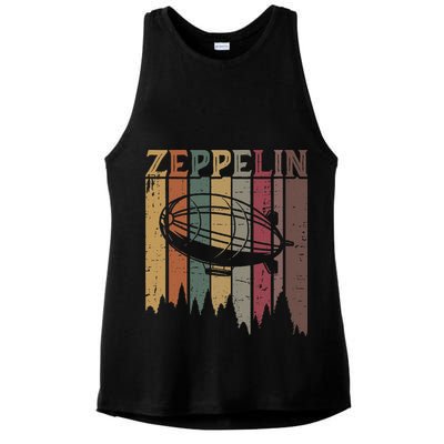 Retro Zeppelin 70s 80s Dirigible Airship Zepelin Zepplin Ladies PosiCharge Tri-Blend Wicking Tank
