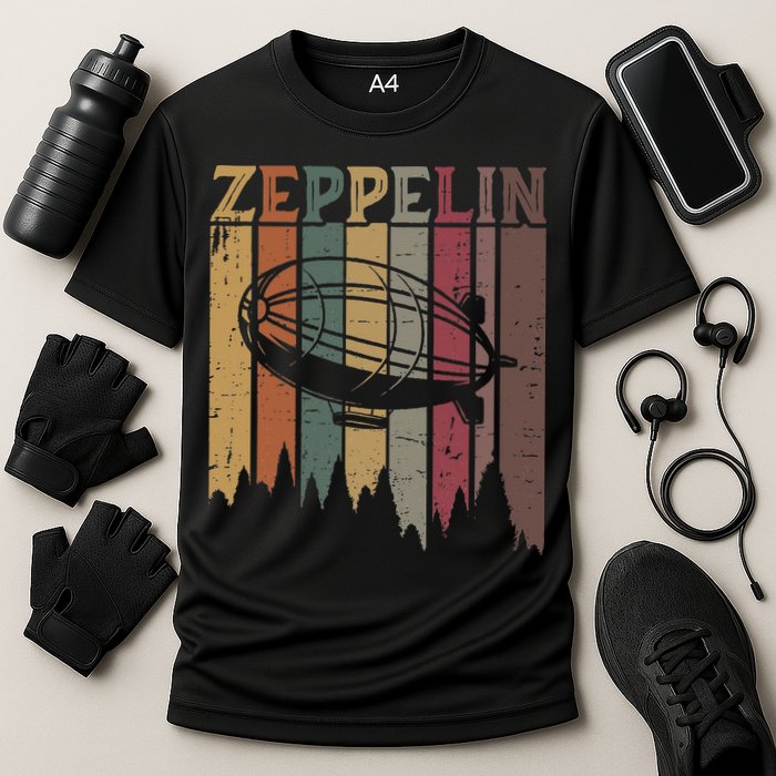 Retro Zeppelin 70s 80s Dirigible Airship Zepelin Zepplin Performance Shirt