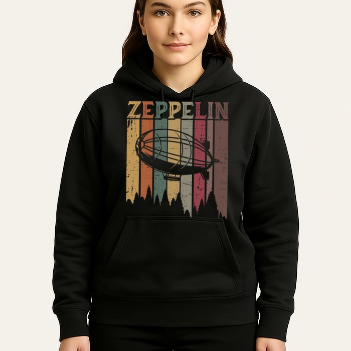 Retro Zeppelin 70s 80s Dirigible Airship Zepelin Zepplin Hoodie