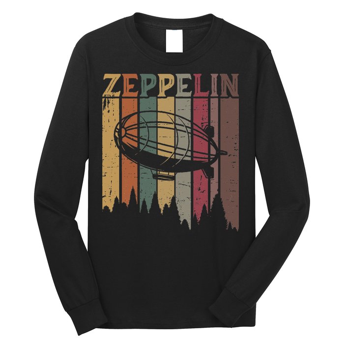 Retro Zeppelin 70s 80s Dirigible Airship Zepelin Zepplin Long Sleeve Shirt