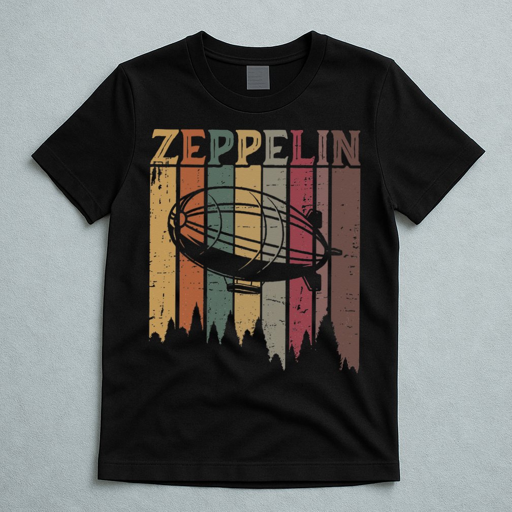 Retro Zeppelin 70s 80s Dirigible Airship Zepelin Zepplin T-Shirt