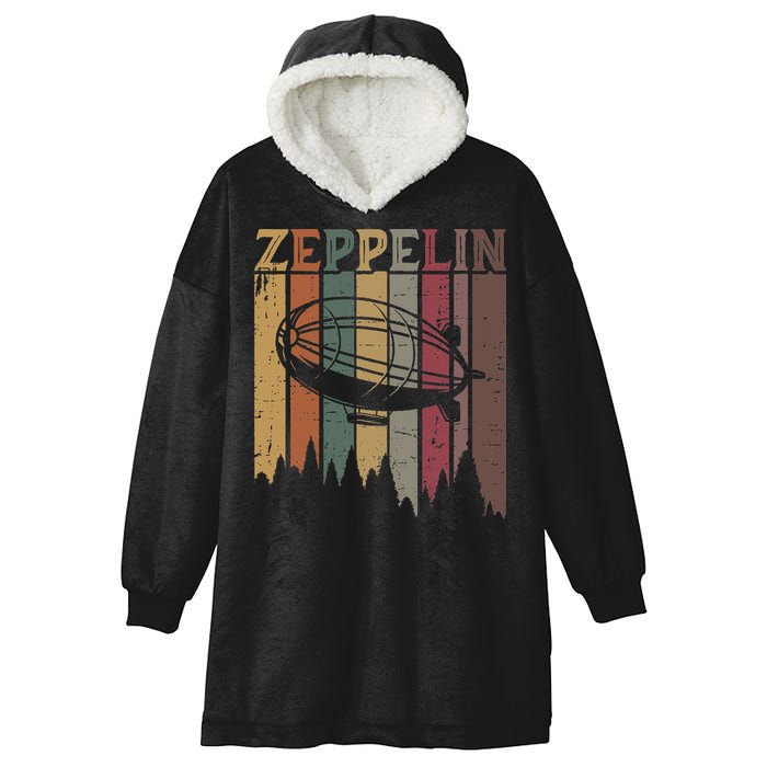Retro Zeppelin 70s 80s Dirigible Airship Zepelin Zepplin Hooded Wearable Blanket