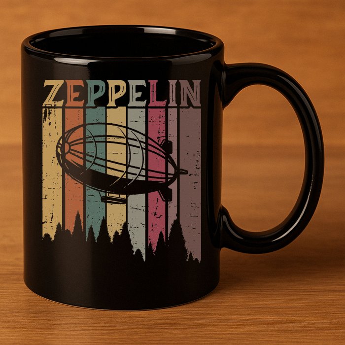 Retro Zeppelin 70s 80s Dirigible Airship Zepelin Zepplin 11oz C Handle Ceramic Mug