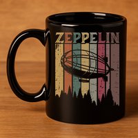 Retro Zeppelin 70s 80s Dirigible Airship Zepelin Zepplin 11oz C Handle Ceramic Mug