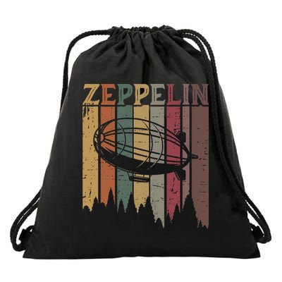 Retro Zeppelin 70s 80s Dirigible Airship Zepelin Zepplin Drawstring Bag