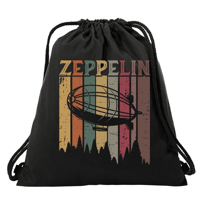 Retro Zeppelin 70s 80s Dirigible Airship Zepelin Zepplin Drawstring Bag