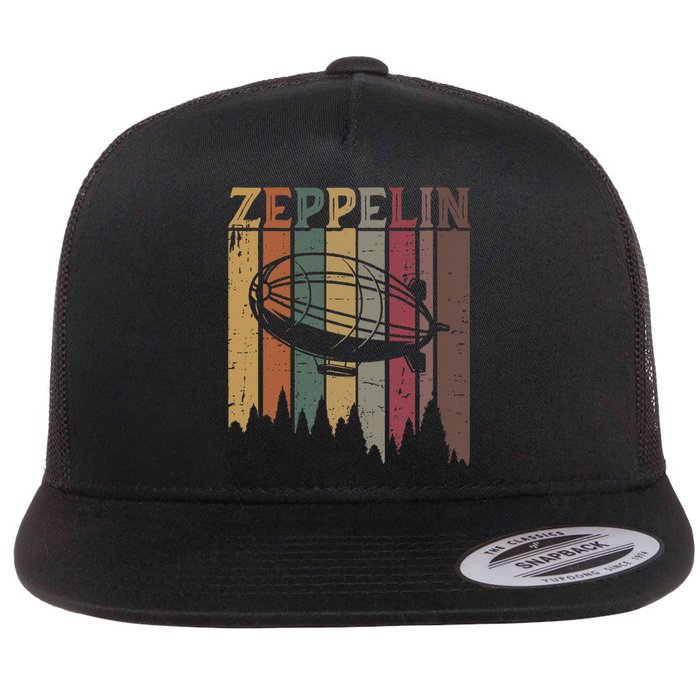 Retro Zeppelin 70s 80s Dirigible Airship Zepelin Zepplin Flat Bill Trucker Hat