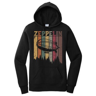Retro Zeppelin 70s 80s Dirigible Airship Zepelin Zepplin Women's Pullover Hoodie
