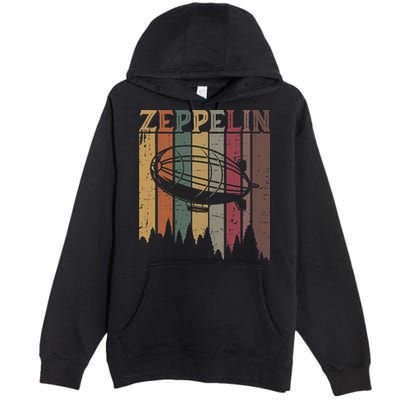 Retro Zeppelin 70s 80s Dirigible Airship Zepelin Zepplin Premium Pullover Hoodie