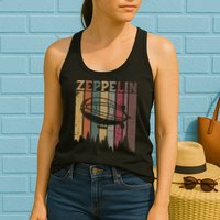 Retro Zeppelin 70s 80s Dirigible Airship Zepelin Zepplin Womens Tank Top