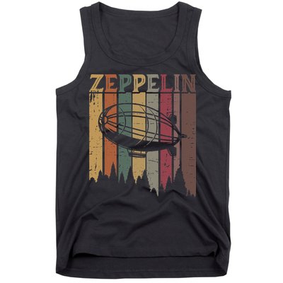 Retro Zeppelin 70s 80s Dirigible Airship Zepelin Zepplin Tank Top