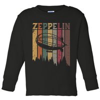 Retro Zeppelin 70s 80s Dirigible Airship Zepelin Zepplin Toddler Long Sleeve Shirt