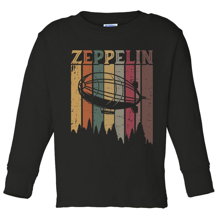 Retro Zeppelin 70s 80s Dirigible Airship Zepelin Zepplin Toddler Long Sleeve Shirt