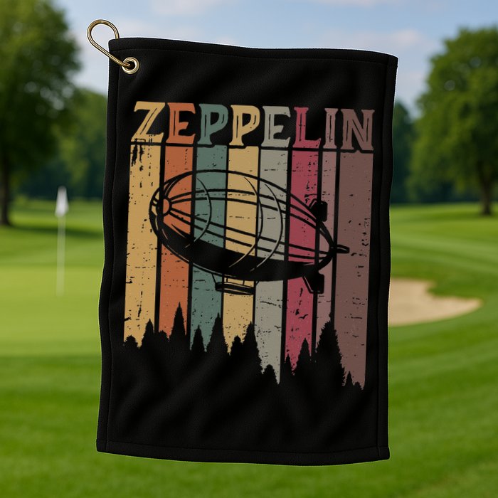 Retro Zeppelin 70s 80s Dirigible Airship Zepelin Zepplin Golf Towel