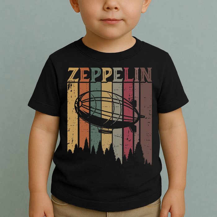 Retro Zeppelin 70s 80s Dirigible Airship Zepelin Zepplin Toddler T-Shirt