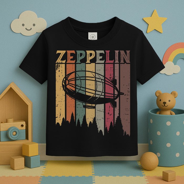 Retro Zeppelin 70s 80s Dirigible Airship Zepelin Zepplin Toddler T-Shirt