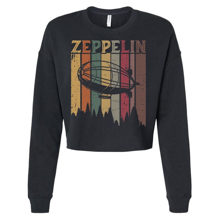 Retro Zeppelin 70s 80s Dirigible Airship Zepelin Zepplin Cropped Pullover Crew