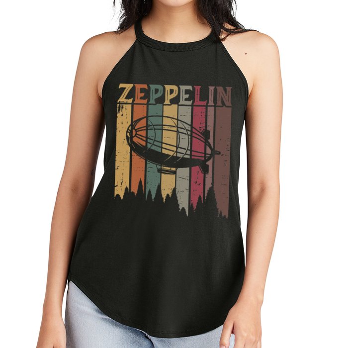 Retro Zeppelin 70s 80s Dirigible Airship Zepelin Zepplin Women's Perfect Tri Rocker Tank
