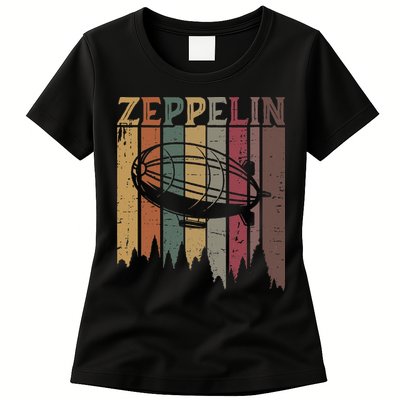 Retro Zeppelin 70s 80s Dirigible Airship Zepelin Zepplin Womens T-Shirt