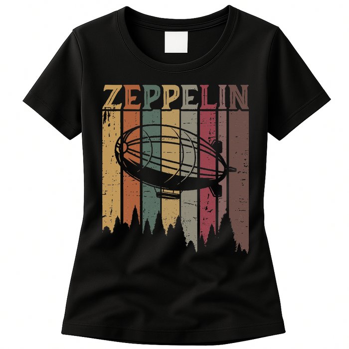 Retro Zeppelin 70s 80s Dirigible Airship Zepelin Zepplin Womens T-Shirt