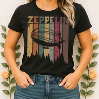 Retro Zeppelin 70s 80s Dirigible Airship Zepelin Zepplin Womens T-Shirt